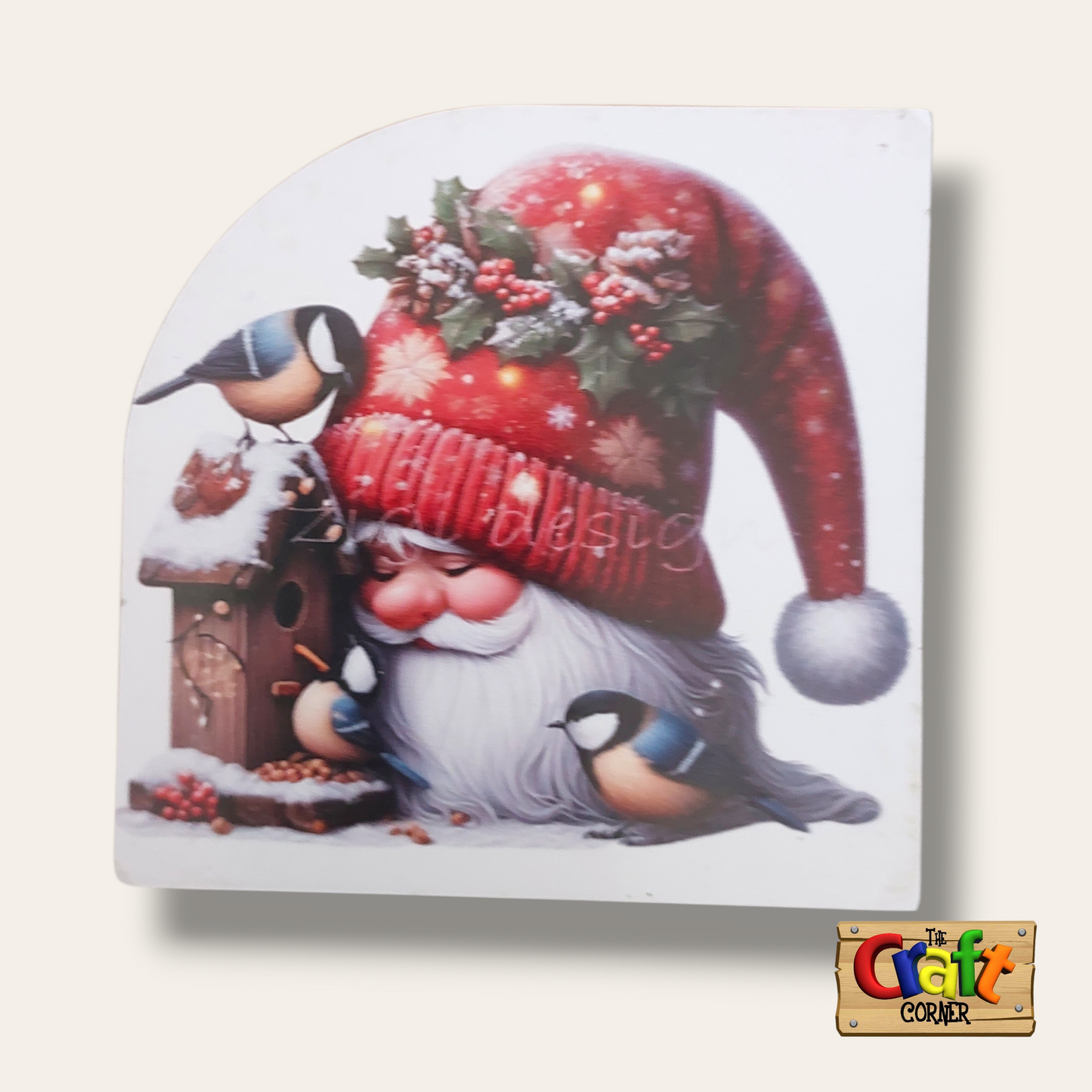 Coaster: Wooden 2D printed Christmas coaster set (Gnomes)