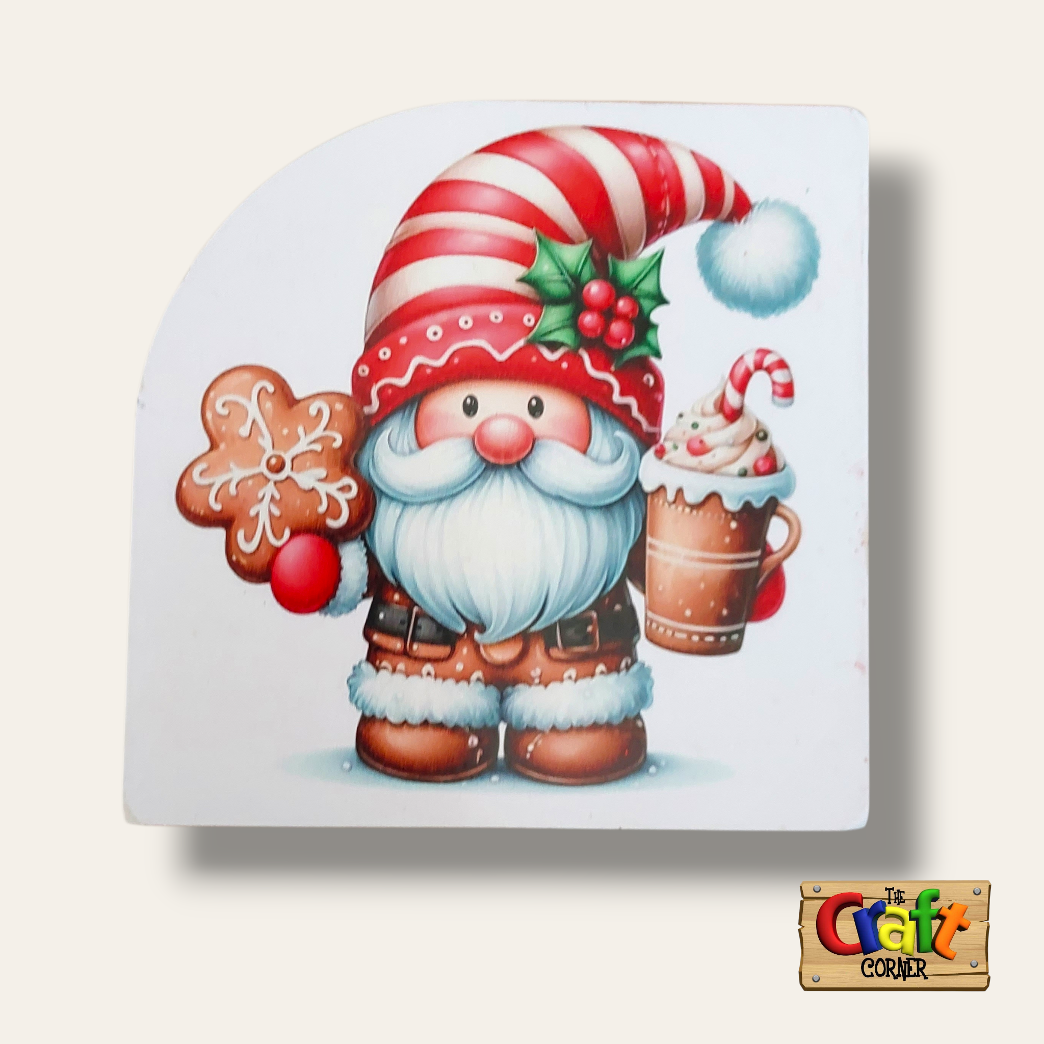 Coaster: Wooden 2D printed Christmas coaster set (Gnomes 2)