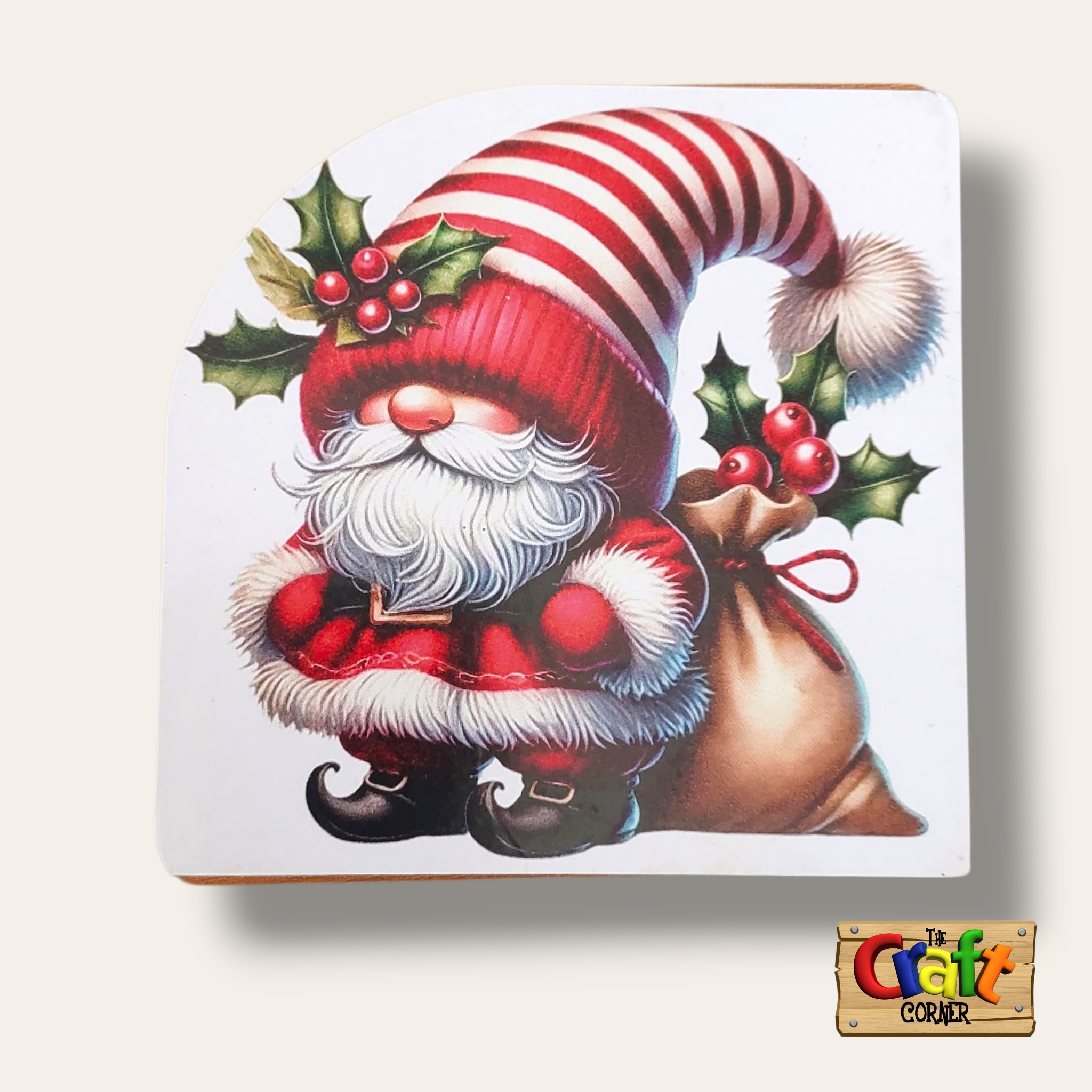 Coaster: Wooden 2D printed Christmas coaster set (Santas 4)