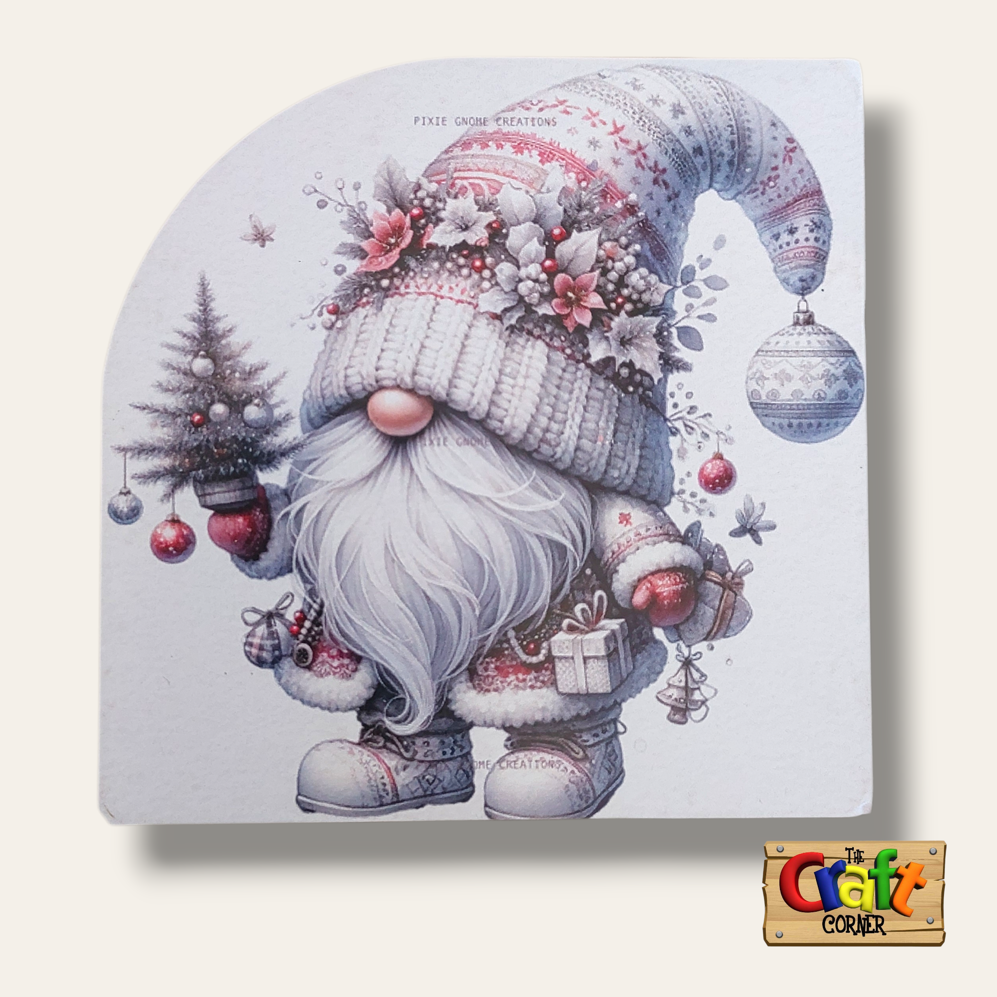 Coaster: Wooden 2D printed Christmas coaster set (Santas 3)