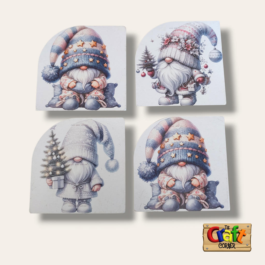 Coaster: Wooden 2D printed Christmas coaster set (Santas 3)