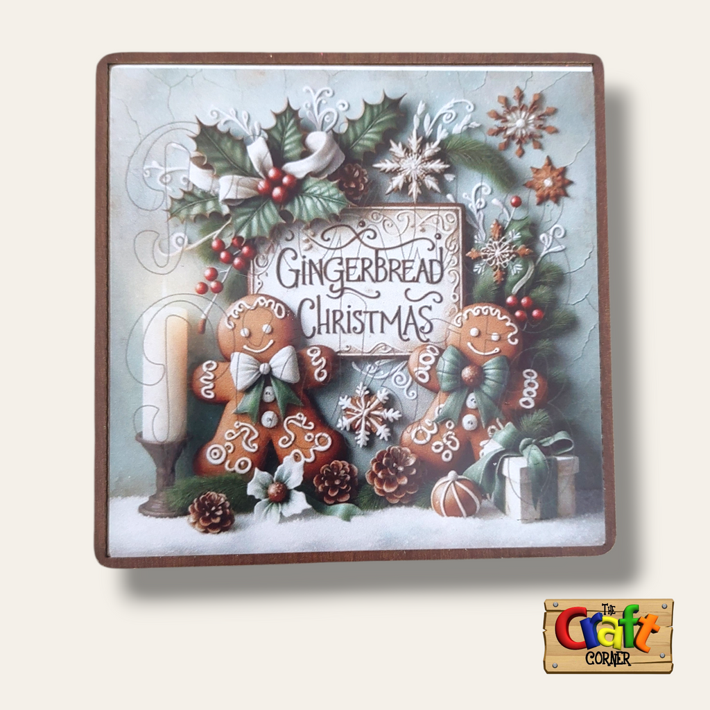 Coaster: Wooden 2D printed Christmas coaster set (Christmas cookies 3)