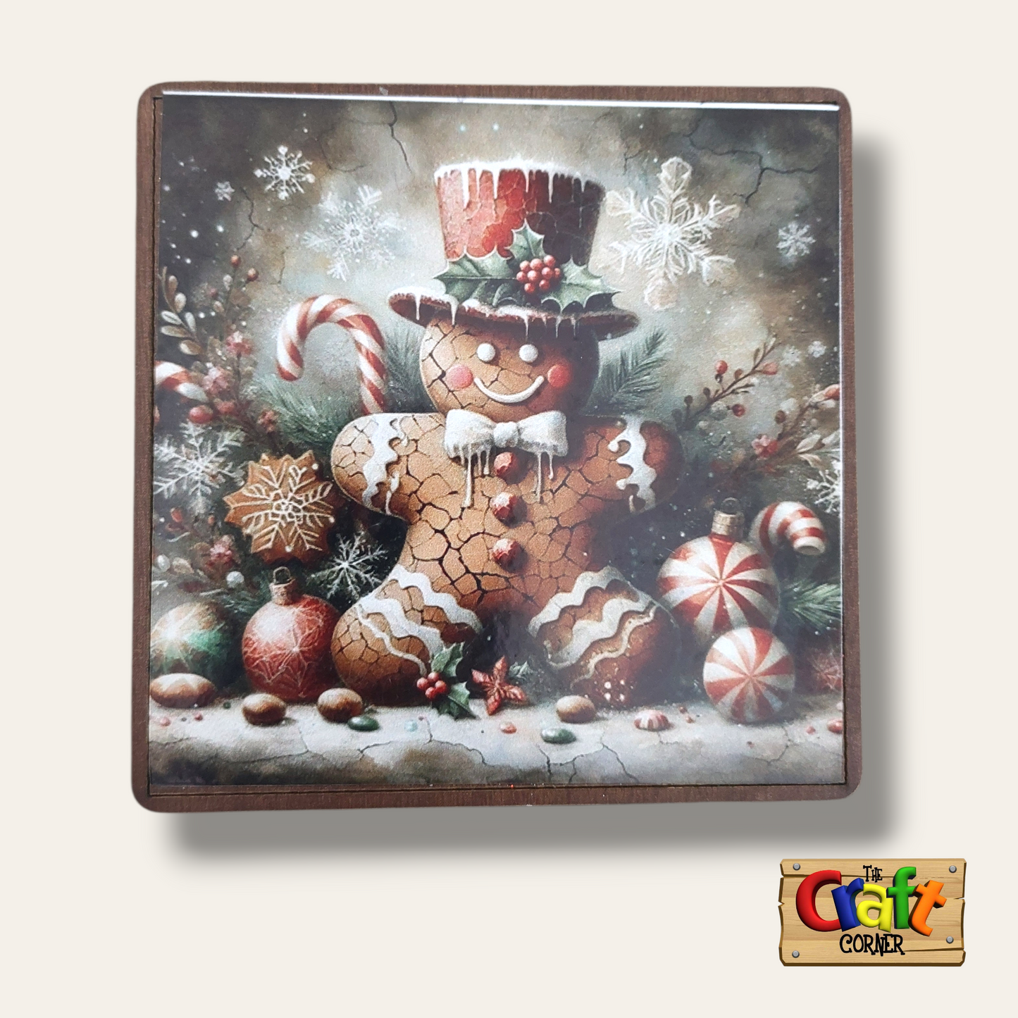 Coaster: Wooden 2D printed Christmas coaster set (Christmas cookies 3)