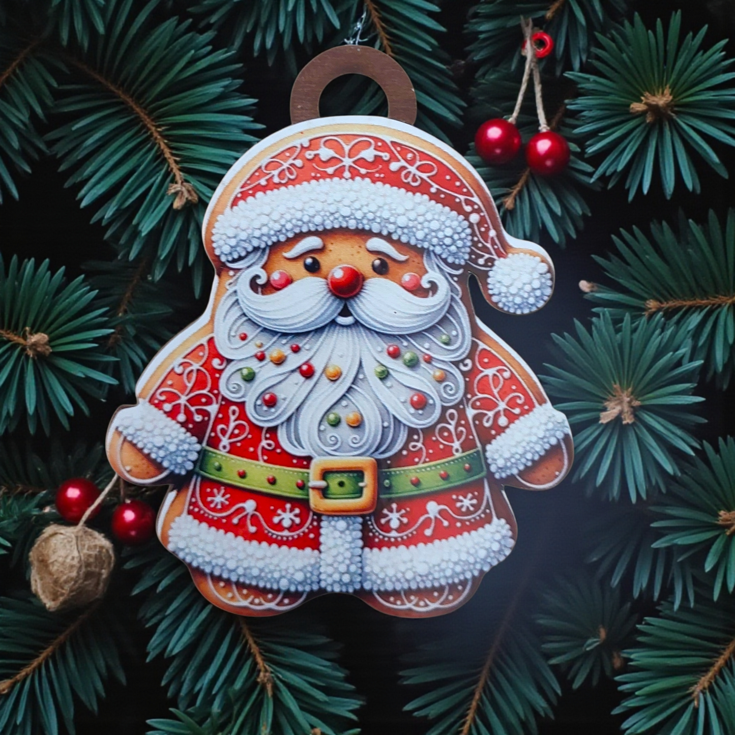 Ornament: Wooden vintage (2D) (Ginger Santa)