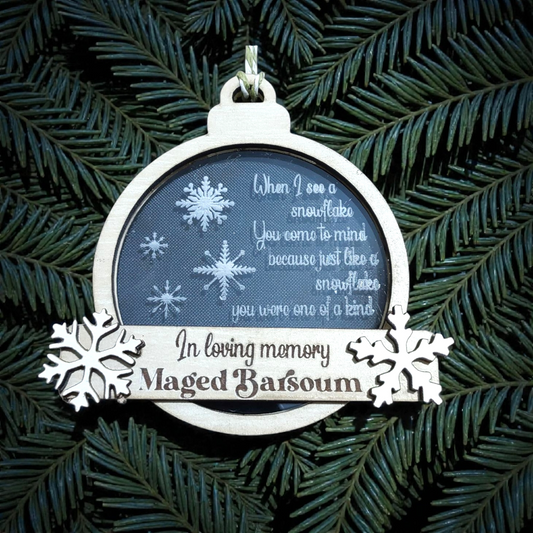 Ornament: Wood and acrylic memorial ornament