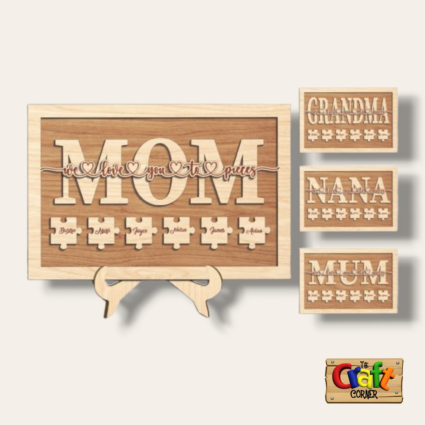 Stand: Mum puzzle pieces wooden sign