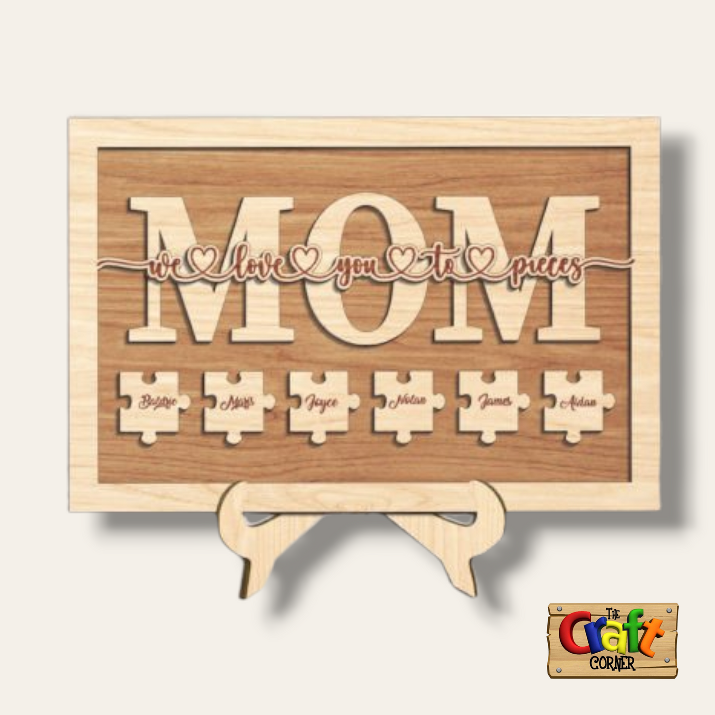 Stand: Mum puzzle pieces wooden sign