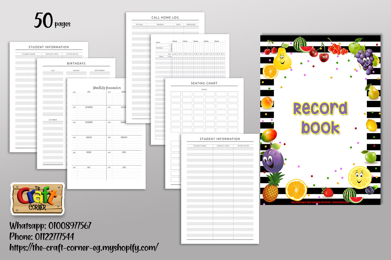 Fruits theme record book