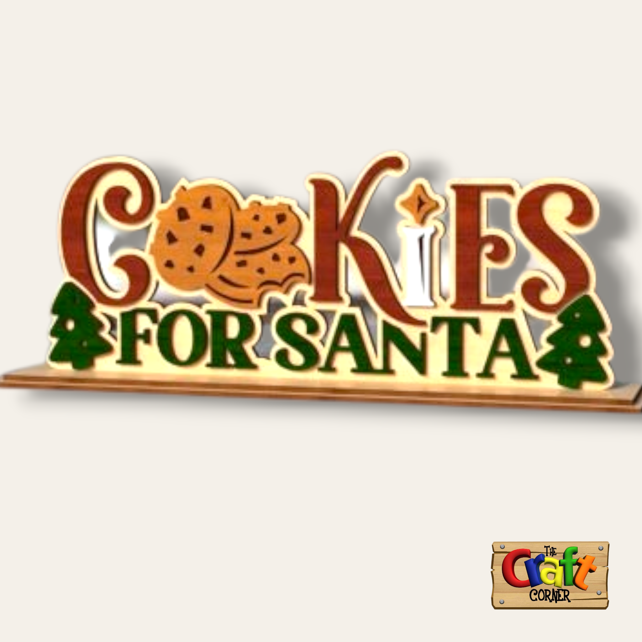 Wooden Layered "Cookies for santa" stand
