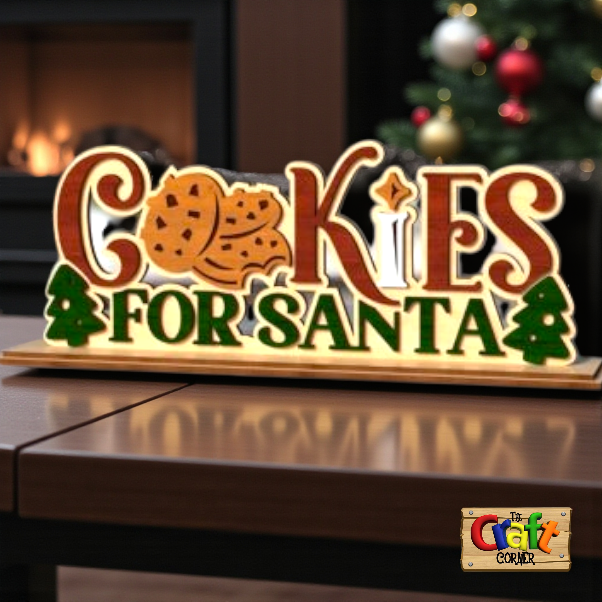 Wooden Layered "Cookies for santa" stand