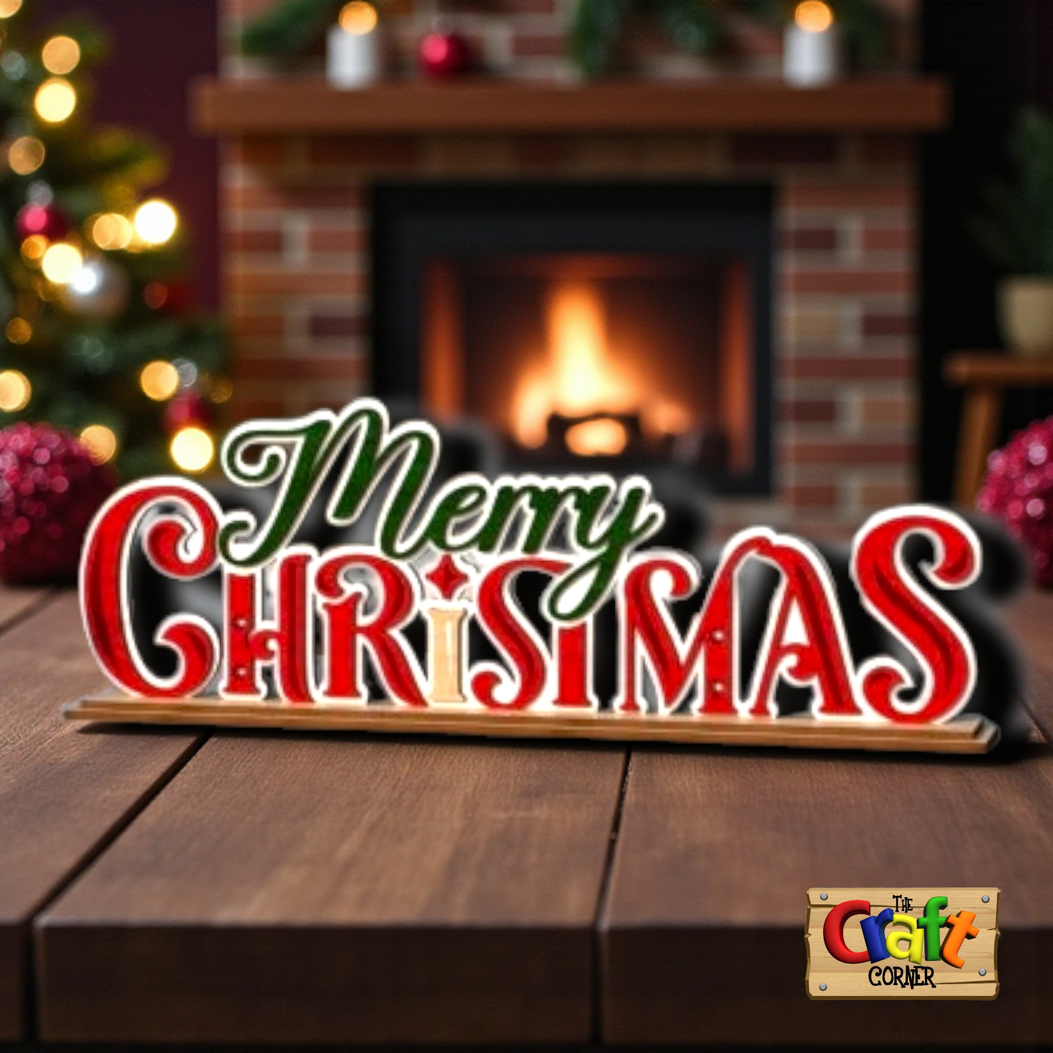 Wooden Layered "Merry Christmas" stand