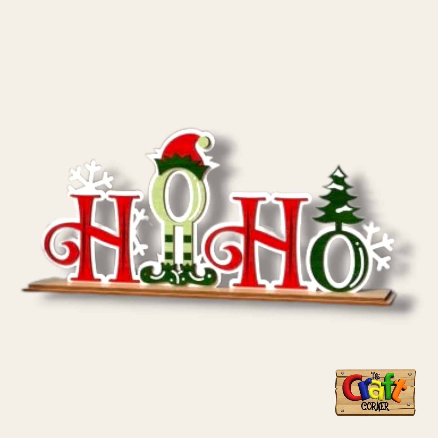 Wooden Layered "Ho Ho Ho" stand