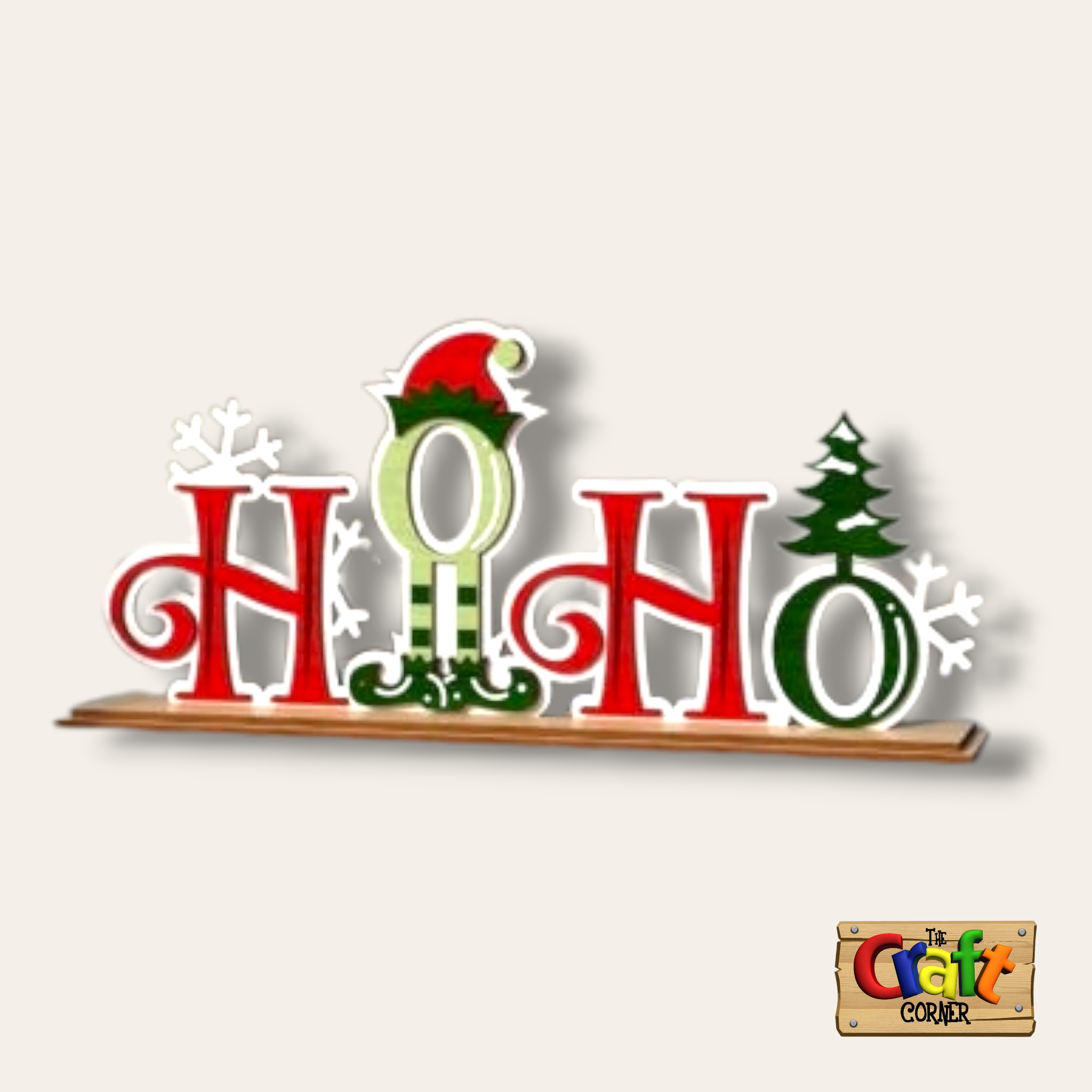 Wooden Layered "Ho Ho Ho" stand