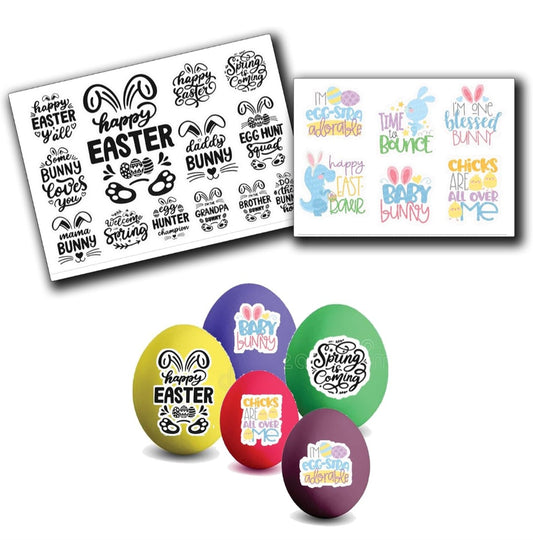 Easter egg decorating stickers, waterproof Easter quotes