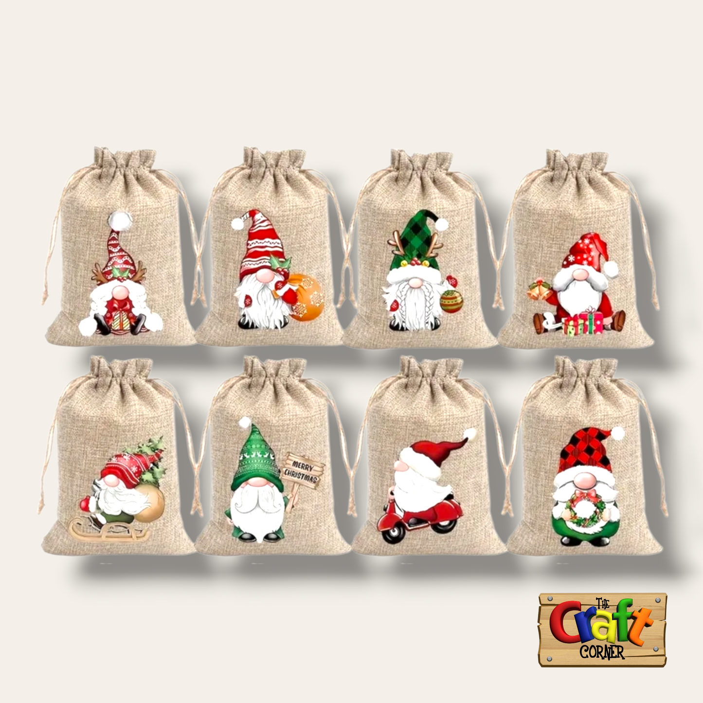 Christmas themed Santa Linen bags
