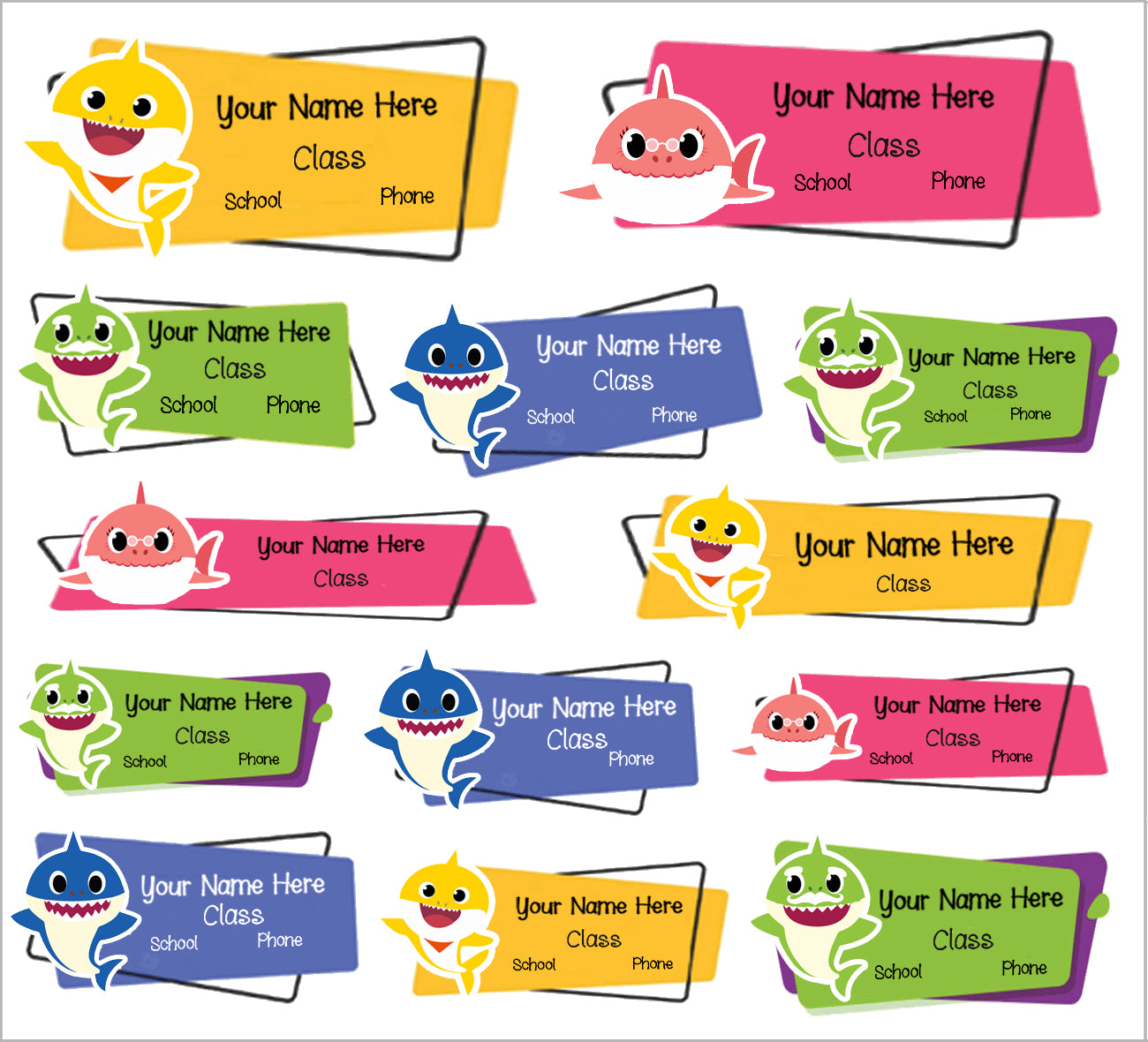 ""Baby shark" School labels packs