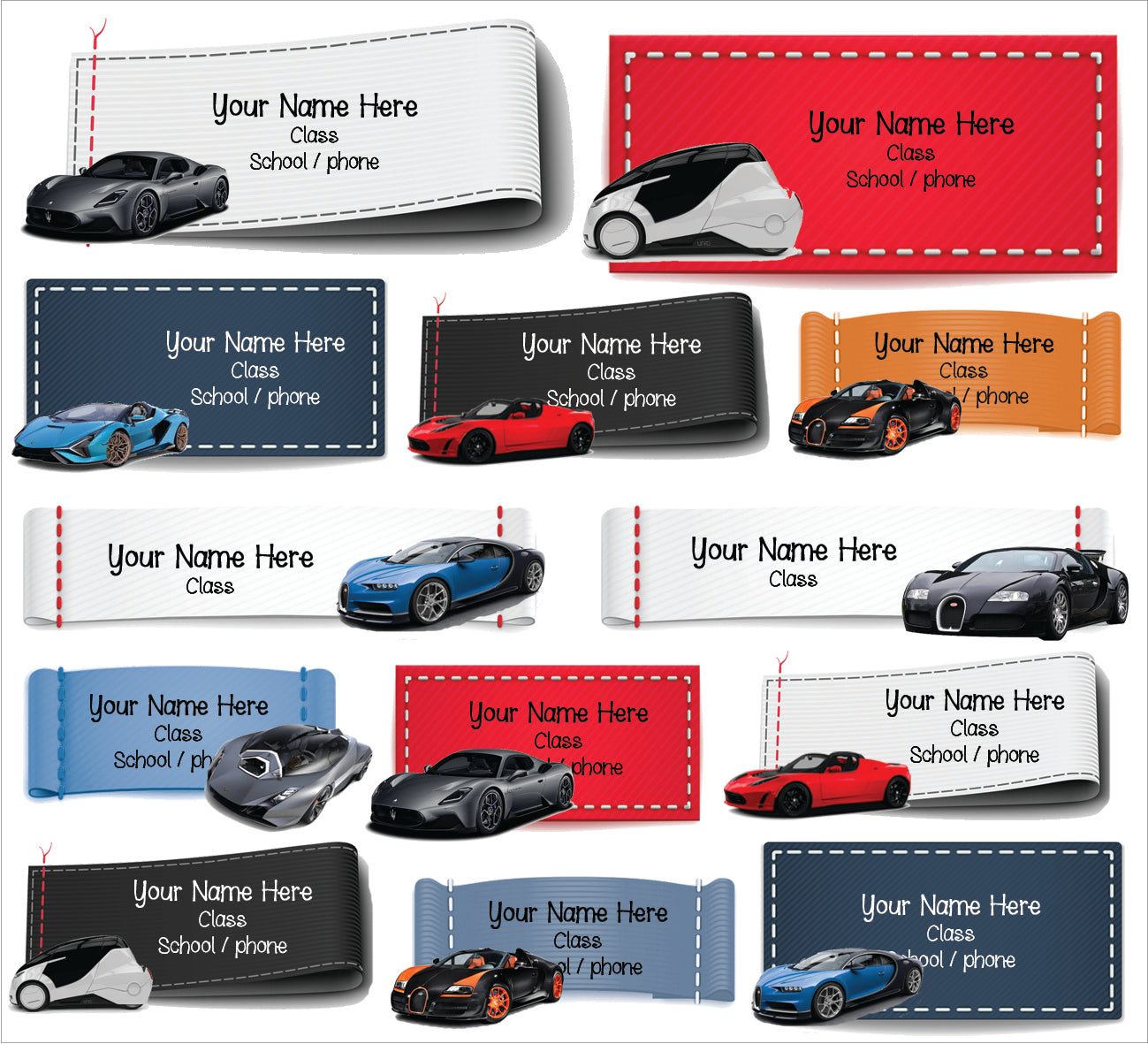 ""Cool cars" School labels packs