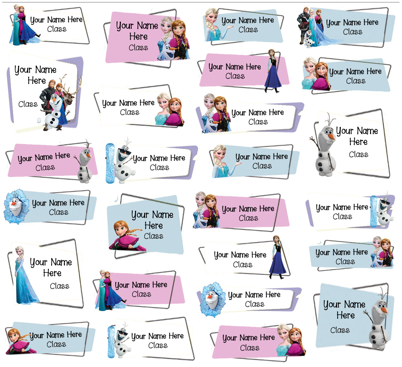 ""Frozen" school labels packs