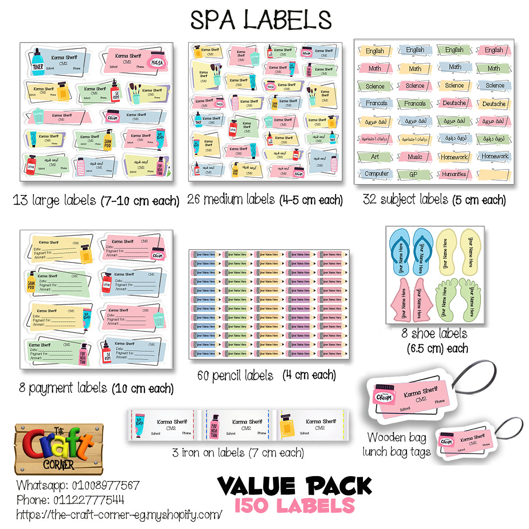 ""Spa" School labels packs