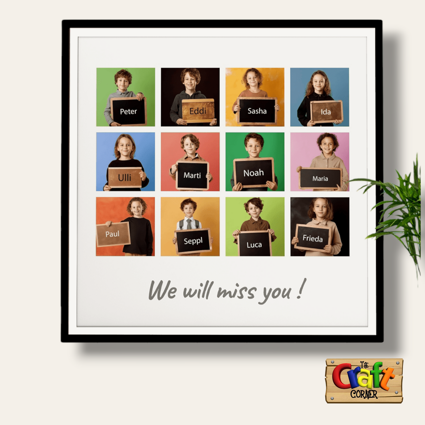 Board: Students pictures & black boards with names for Teacher
