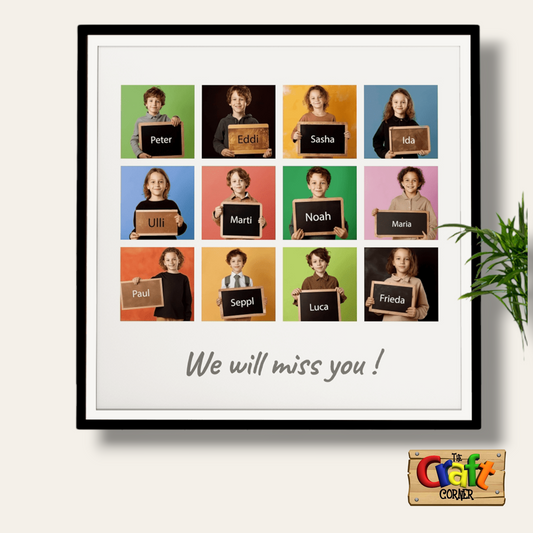 Board: Students pictures & black boards with names for Teacher