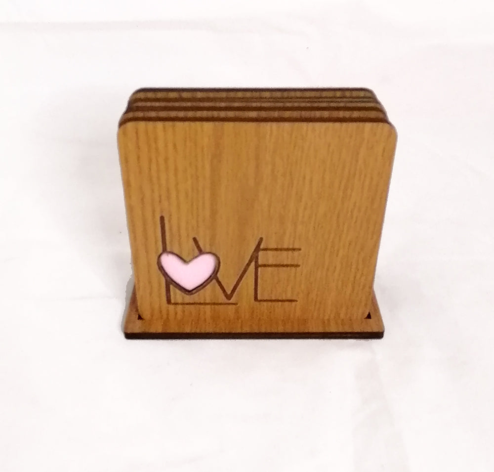 Wooden pastel coasters (set of 4) with stand