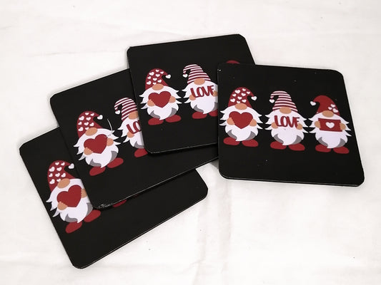 Wooden printed gnomes coasters (set of 4)