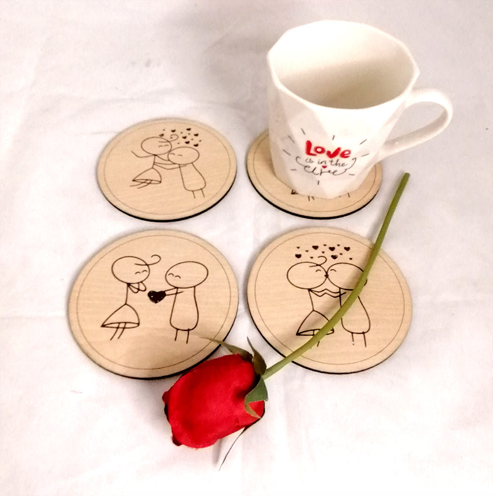 Wooden engraved coasters (set of 4)