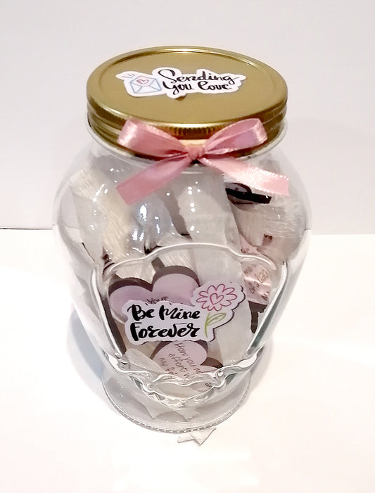 Valentine wooden hearts message jar (pink)