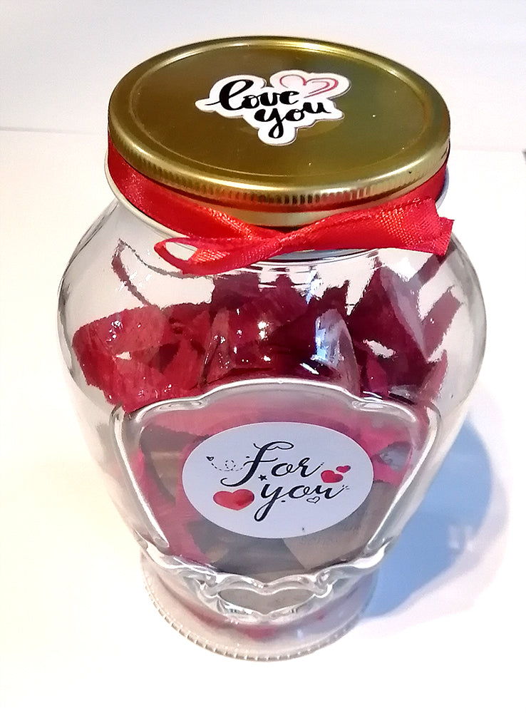 Valentine wooden hearts message jar (red)