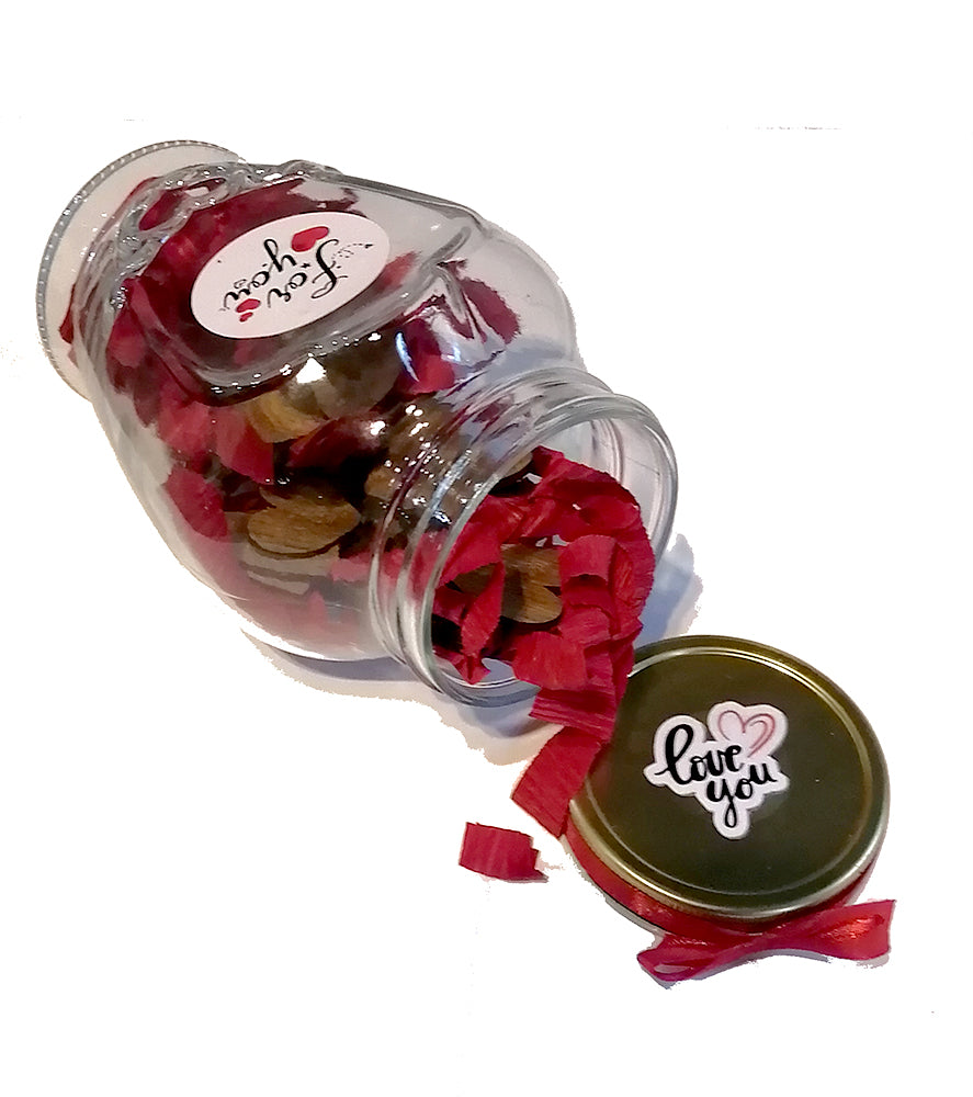 Valentine wooden hearts message jar (red)