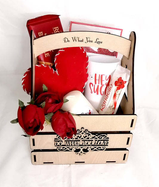 Wooden Basket (red valentine)