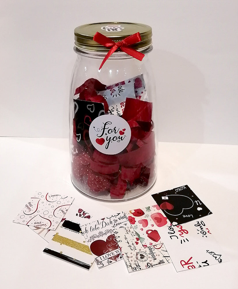 Valentine card message jar (cardboard)