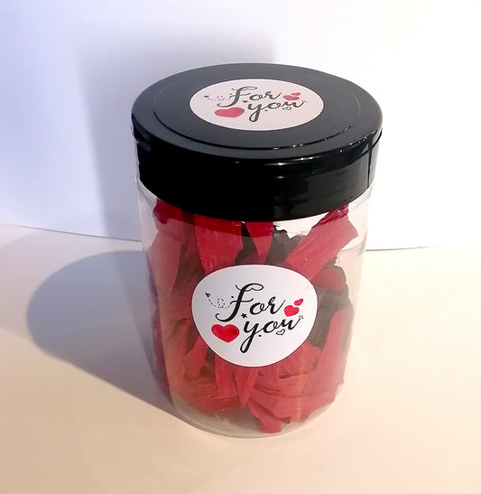 Valentine wooden hearts message plastic jar (red hearts)