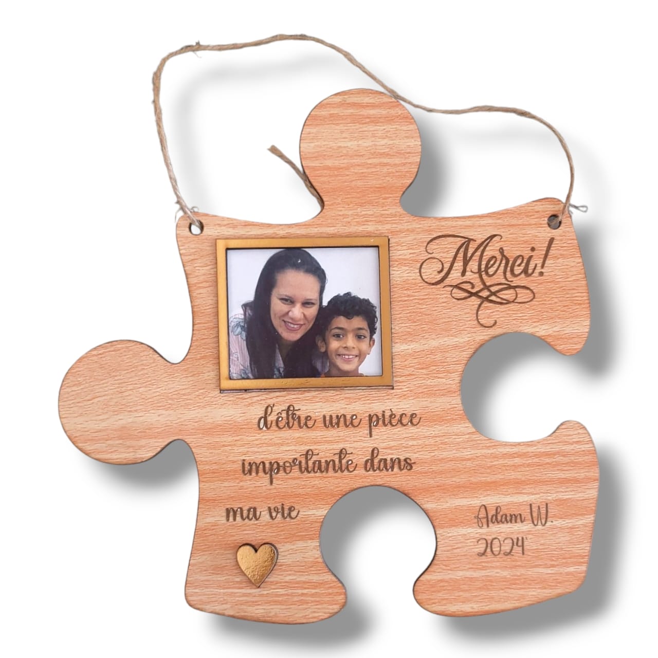Wooden puzzle piece with picture personalized TEACHER plaque