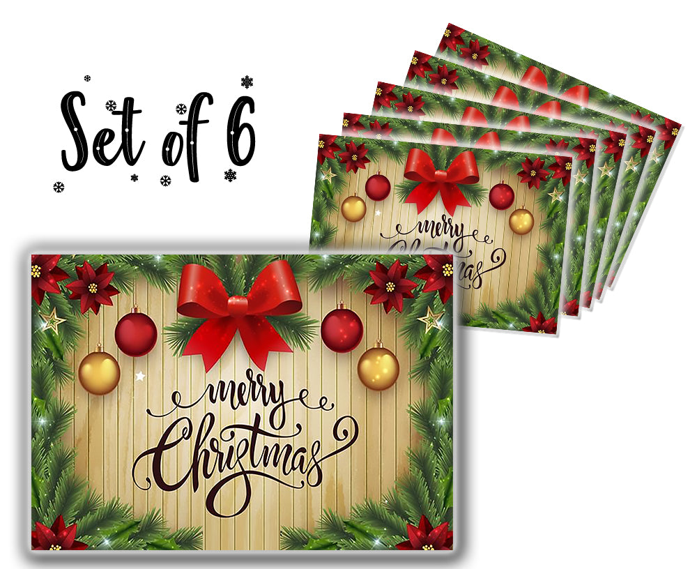 Table mats: Canvas Printed tablemats (Set of 6).. Merry Christmas
