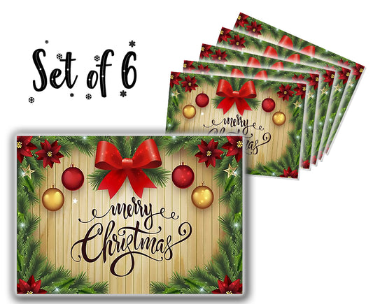 Canvas Printed tablemats (Set of 6).. Merry Christmas