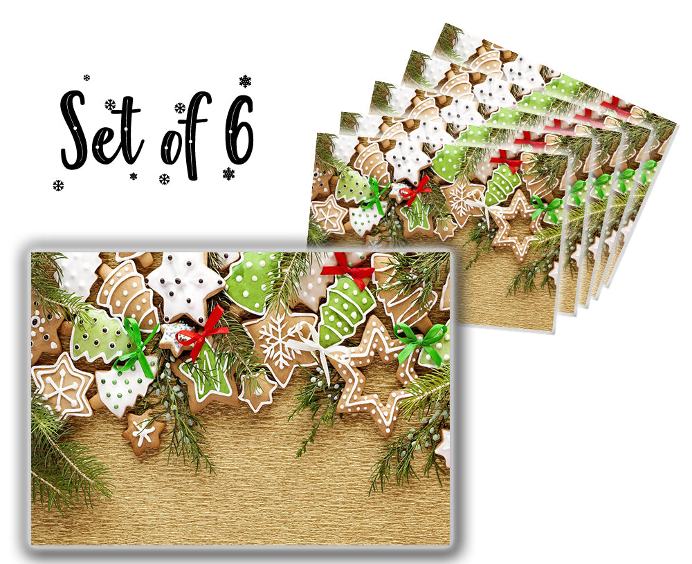 Table mats: Canvas Printed tablemats (Set of 6).. Christmas Cookies