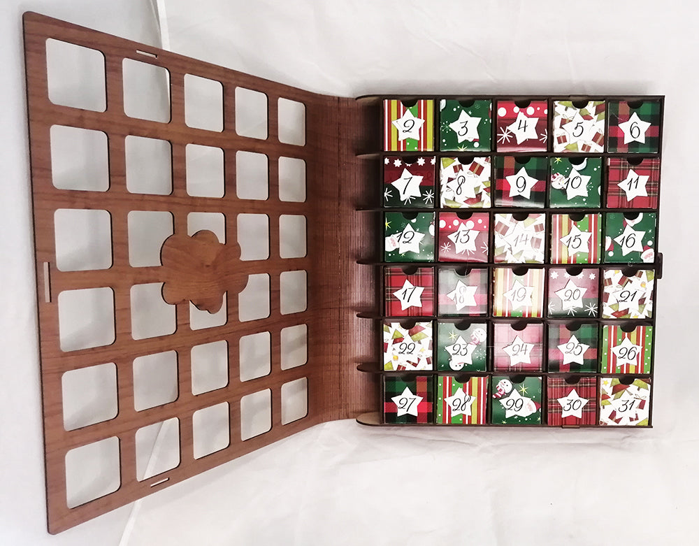 Advent Calendar: Wooden Book-like Personalized advent calendar