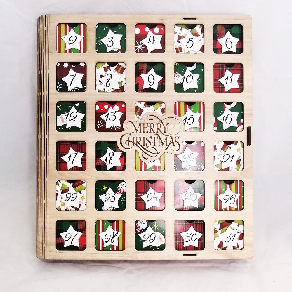 Advent Calendar: Wooden Book-like Personalized advent calendar