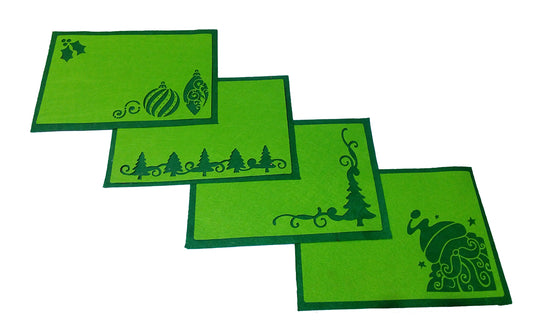 Layered felt tablemats (Set of 4).. Green