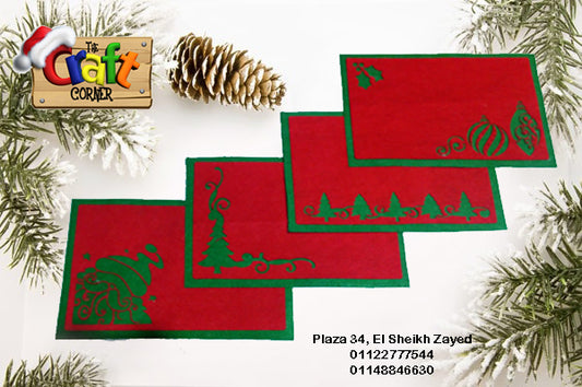 Layered felt tablemats (Set of 4).. Red & Green