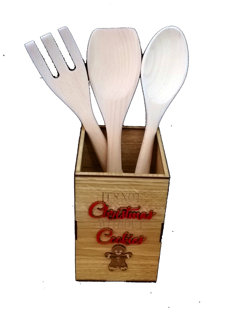 Christmas kitchen wooden cutlery holder