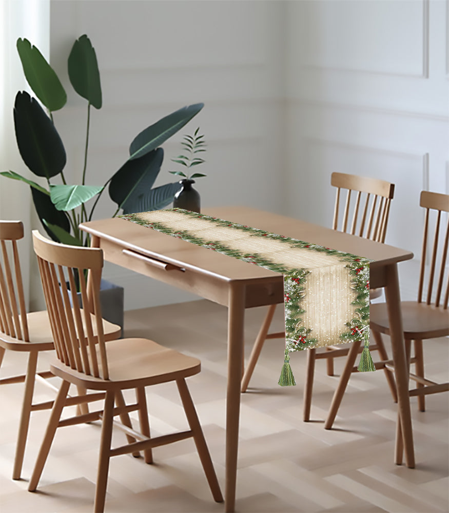 Table runner: Canvas printed Christmas table runner (beige)