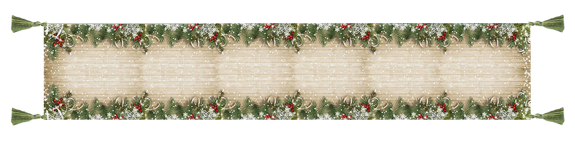 Canvas printed Christmas table runner (beige)