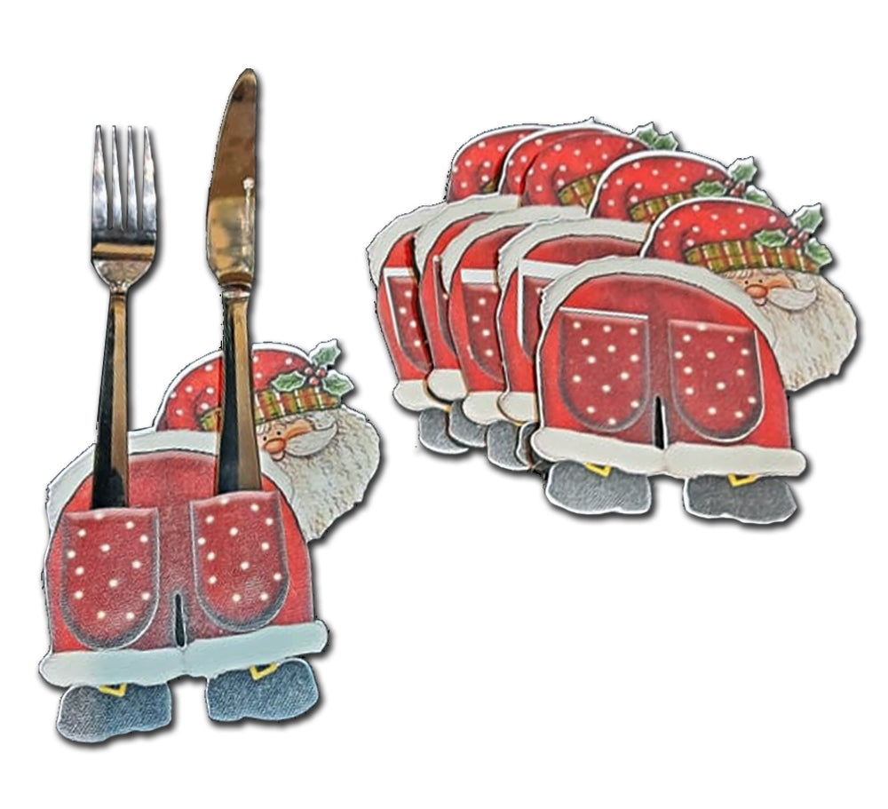 Cutlery holder: Canvas Santa Cutlery Holder (set of 6)