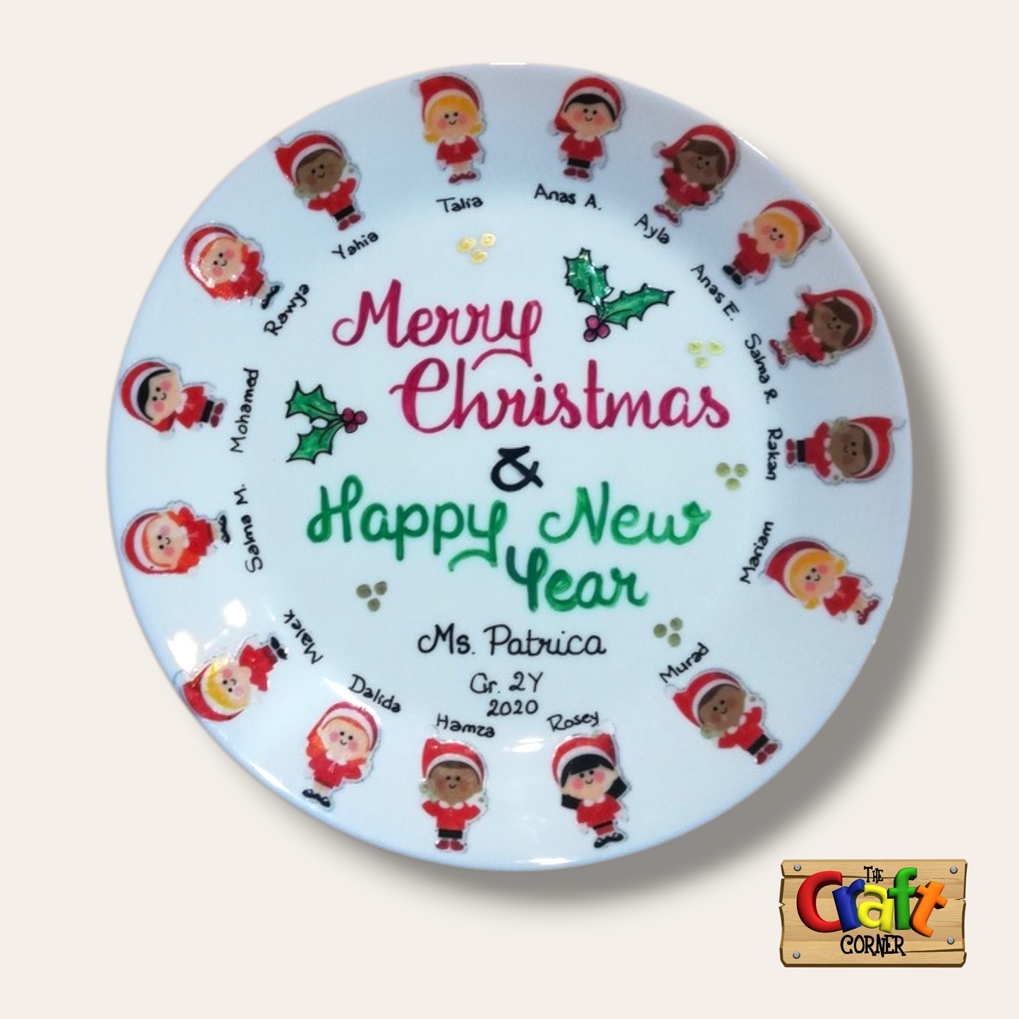 Plate: Sticker faces Class plates (Christmas English)