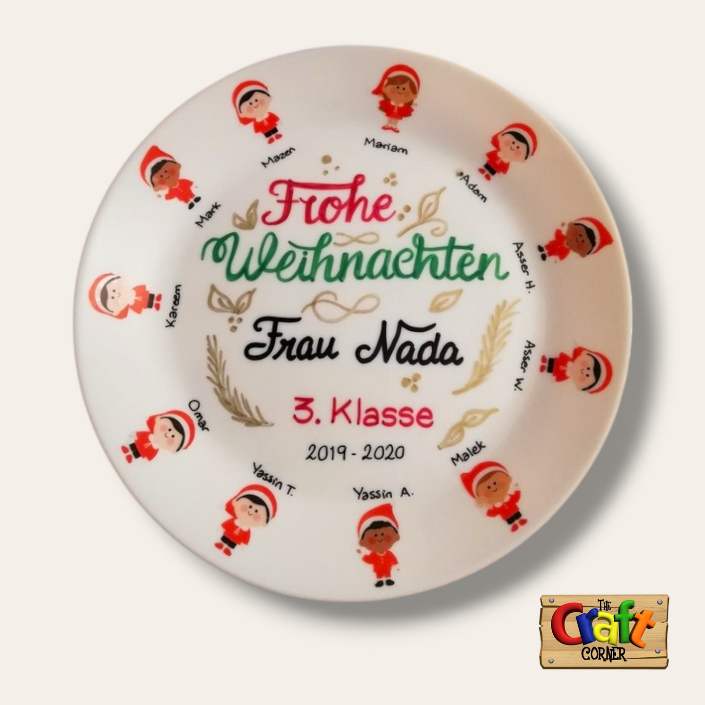 Plate: Sticker faces Class plates (Christmas German)