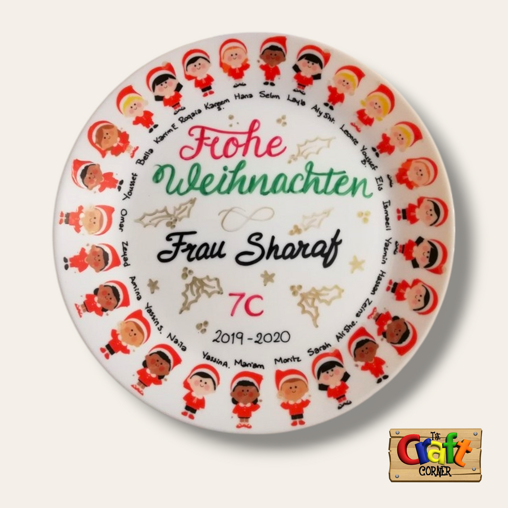 Plate: Sticker faces Class plates (Christmas German)