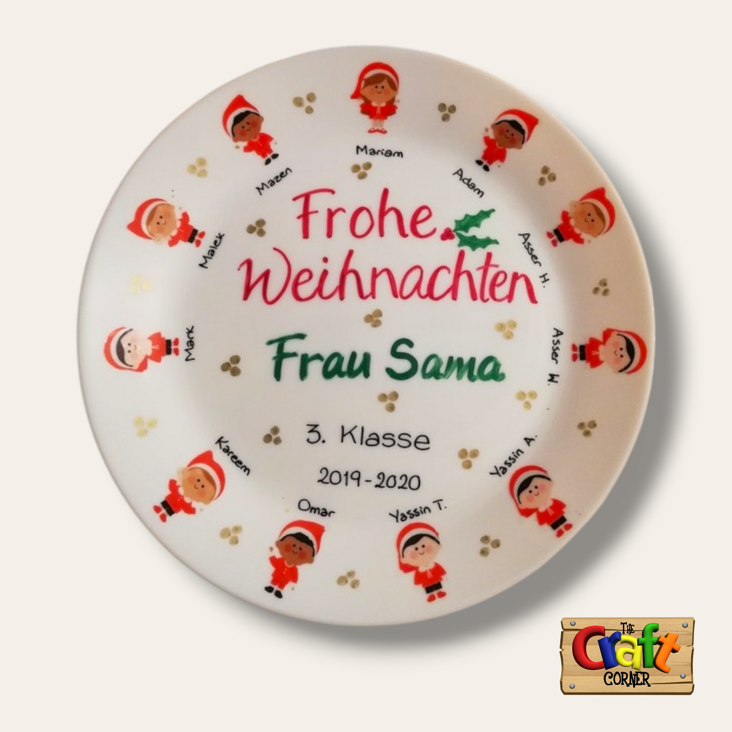Plate: Sticker faces Class plates (Christmas German)